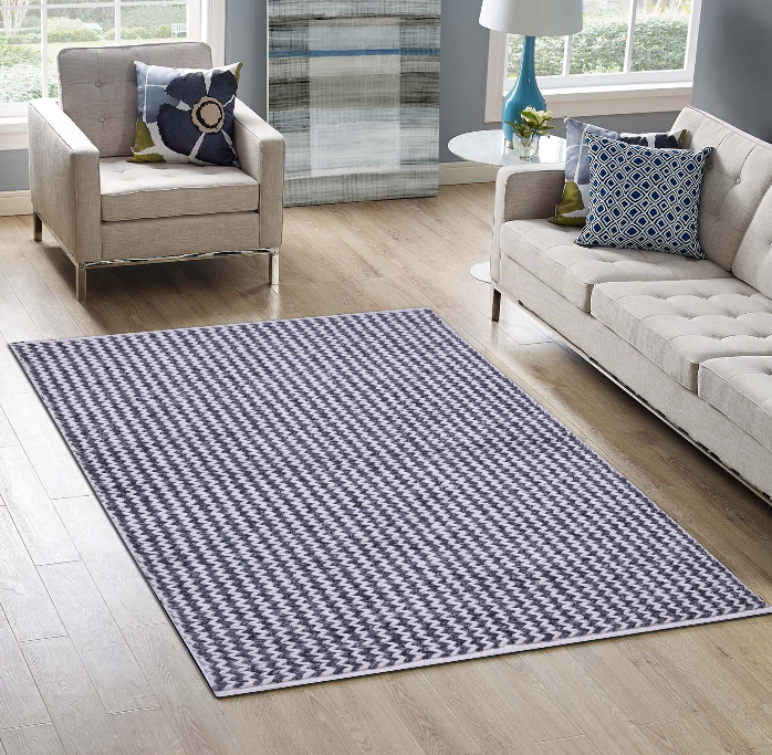Black-Gray Vertical Stripe Handwoven Wool Rug