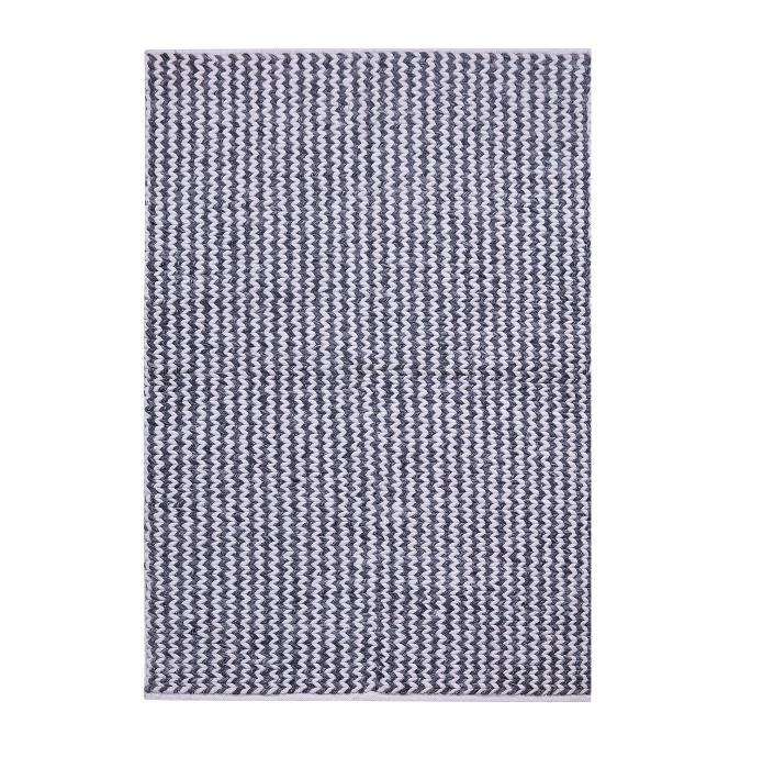 Black-Gray Vertical Stripe Handwoven Wool Rug