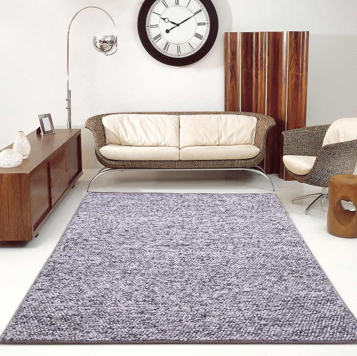 Gray-White Handwoven Minimal Wool Rug