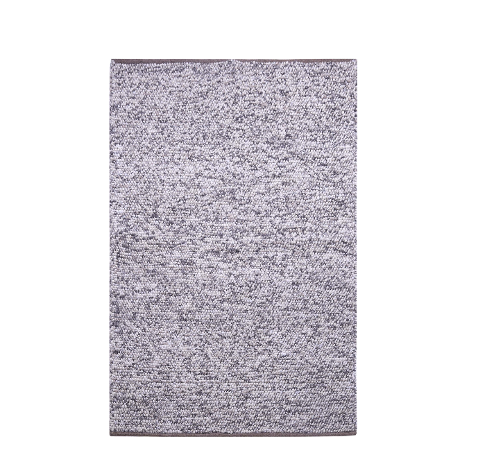 Gray-White Handwoven Minimal Wool Rug