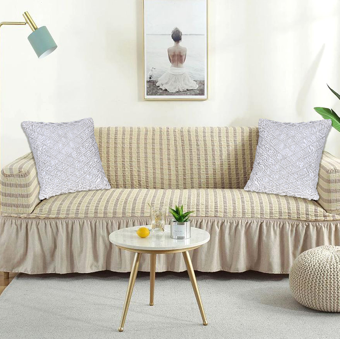 Textured Beige Diamond Cushion Covers (Pack of 2)