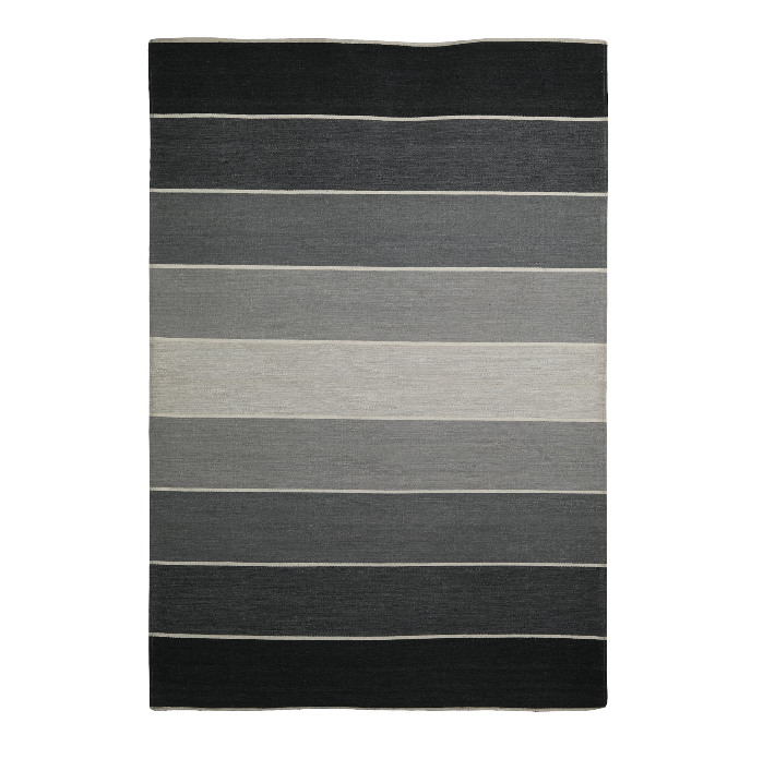 Wool Rug – Gradient Stripe Handwoven Gray Tones
