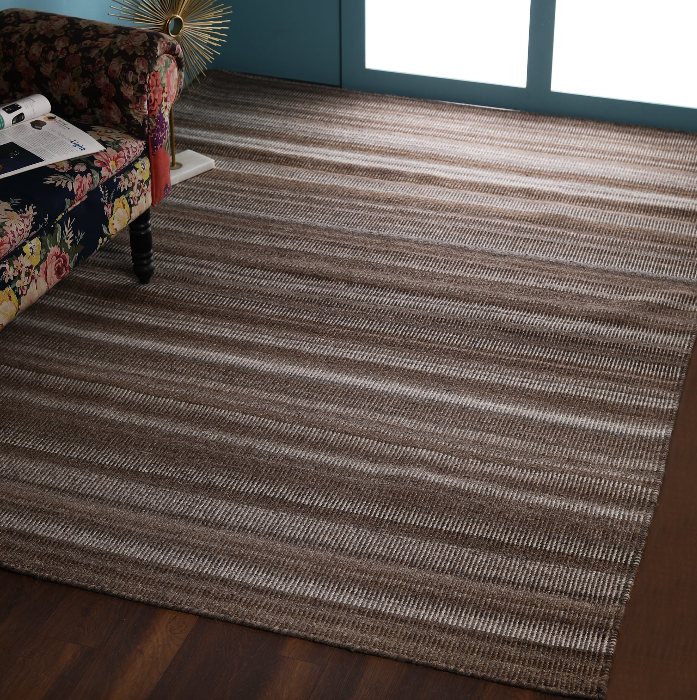 Wool Rug – Wavy Earth-Tone Handwoven Design