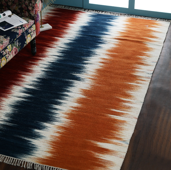 Vertical Zigzag Folk-Inspired Wool Rug