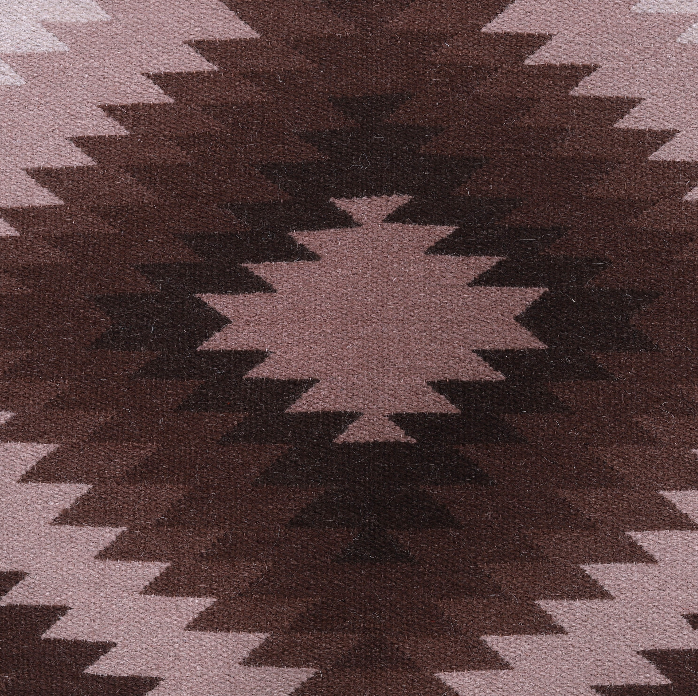 Earthy Wool Carpet with Diamond & Chevron Motifs