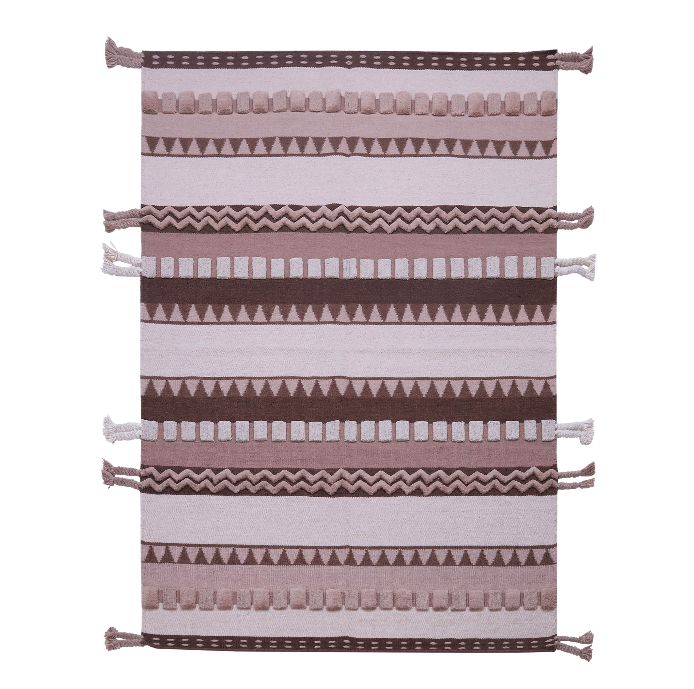 PEQURA Wool Carpet – Warm Geometric Stripe Harmony