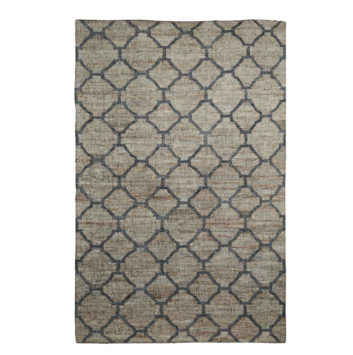 PEQURA Wool Quatrefoil Grid Rug – Handwoven Beige & Brown Carpet with Classic Moorish Pattern