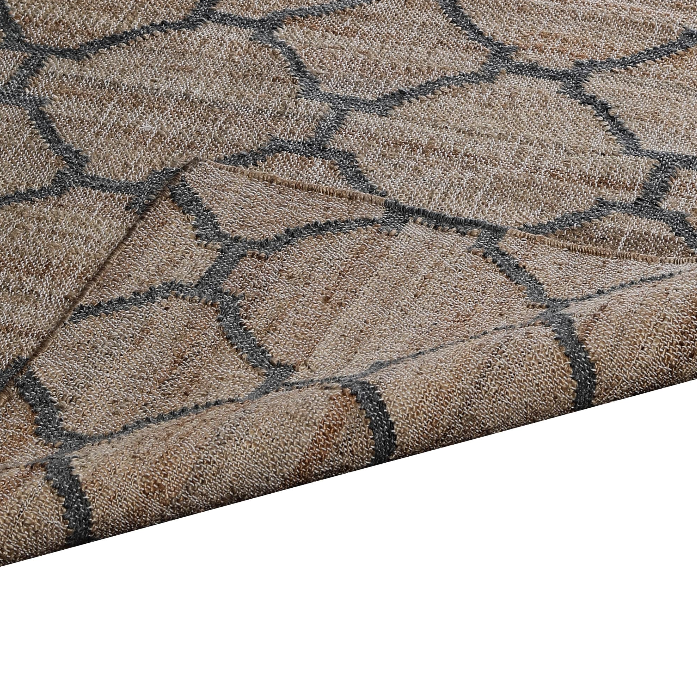 PEQURA Wool Quatrefoil Grid Rug – Handwoven Beige & Brown Carpet with Classic Moorish Pattern