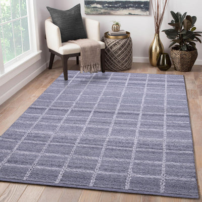 Grey, Check Pattern, Rectangle, PEQURA Rug