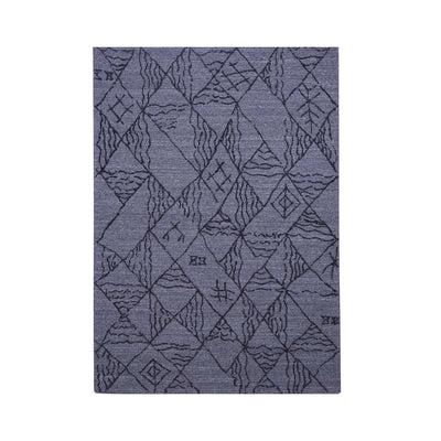 Grey and Black, Rectangle, Geometric Pattern, Wool PEQURA Rug