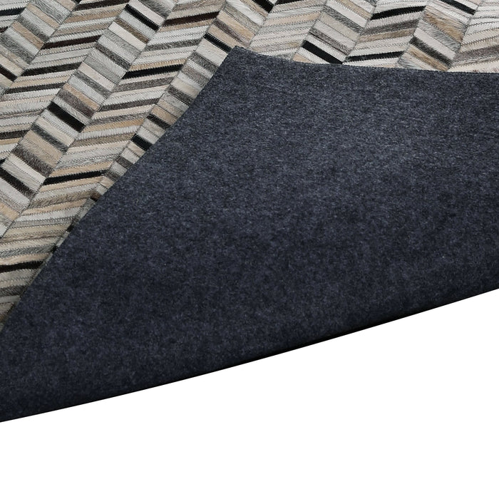 Dark Grey Contrast, Leather Patchwork, Hand-made, PEQURA Rug