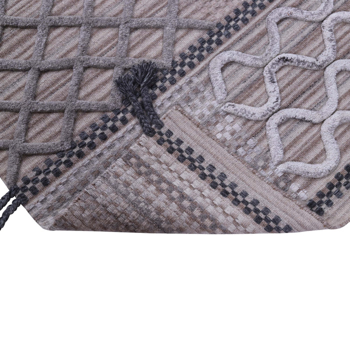 Beige, Black and Grey, Rectangle, Wool PEQURA Rug