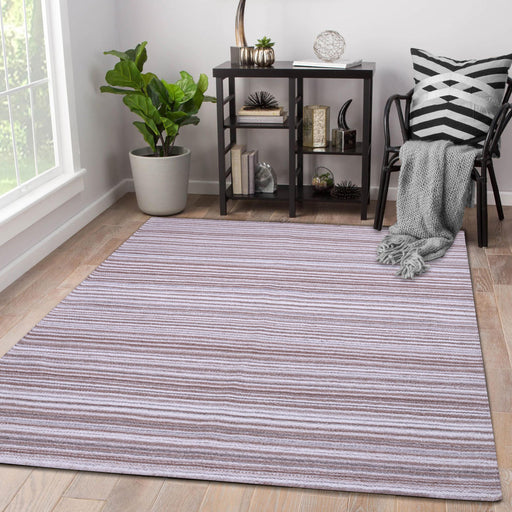 Beige and Brown, Hand-woven, Rectangle, Wool Rug