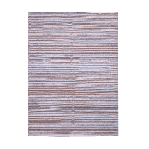 Beige and Brown, Hand-woven, Rectangle, Wool Rug