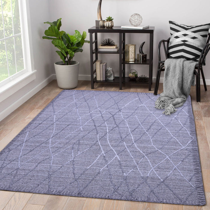 Natural Grey and Geometric Pattern, Wool Rug