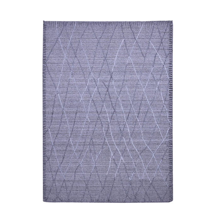 Natural Grey and Geometric Pattern, Wool Rug