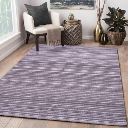 Beige and Dark Brown, Hand-woven, Wool Rug