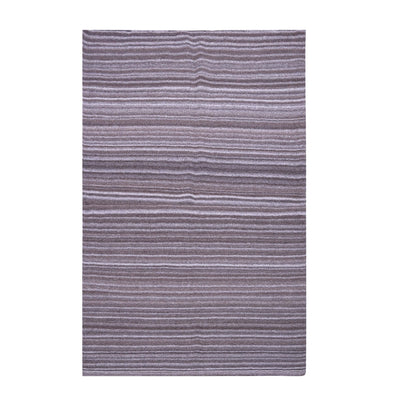 Beige and Dark Brown, Hand-woven, Wool Rug