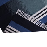 Blue, Black, and Beige, Hand-woven, Rectangle Rug