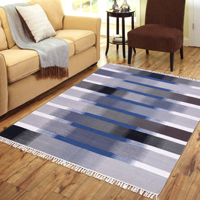 Blue, Black, Grey and Brown, Rectangle, PEQURA Rug