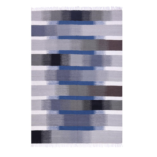 Blue, Black, Grey and Brown, Rectangle, PEQURA Rug