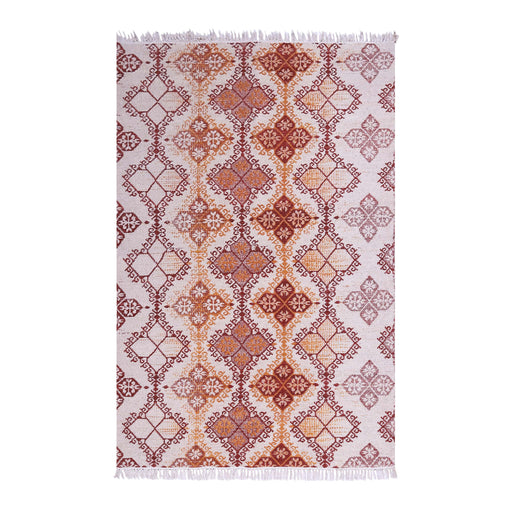 Red and Yellow, Hand-woven, Flat, Rectangle, PEQURA Rug