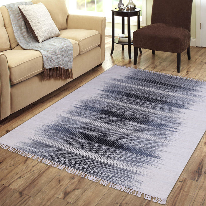 Natural Black and Geometric Pattern, Wool PEQURA Rug