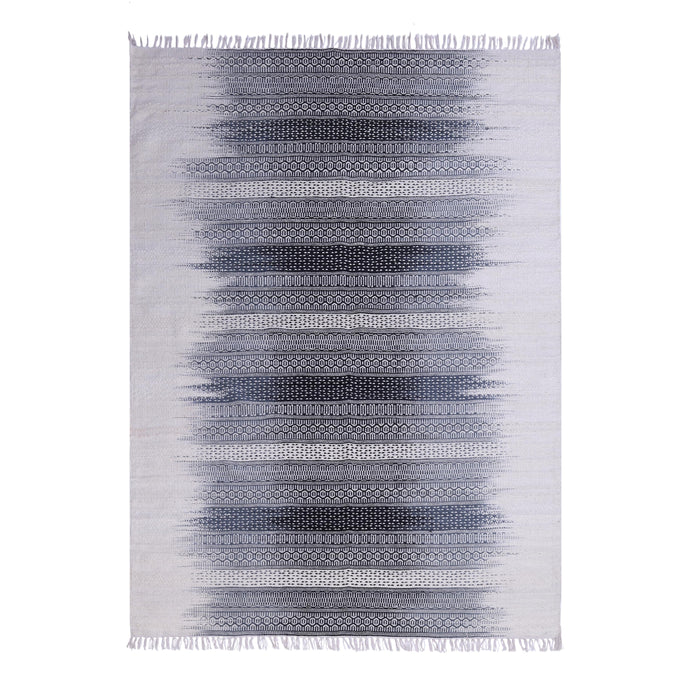 Natural Black and Geometric Pattern, Wool PEQURA Rug