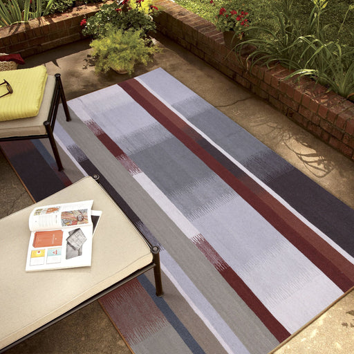Beige, Grey, and Red, Flat, Wool PEQURA Rug