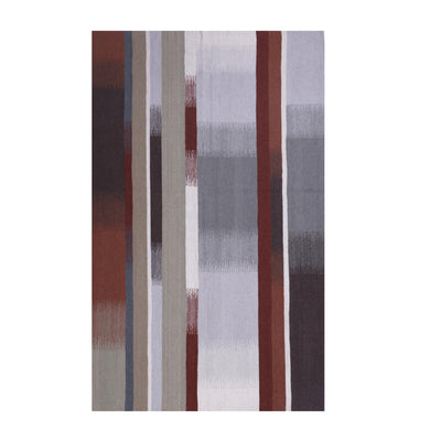 Beige, Grey, and Red, Flat, Wool PEQURA Rug