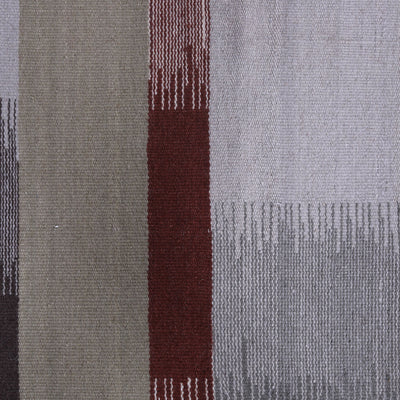 Beige, Grey, and Red, Flat, Wool PEQURA Rug