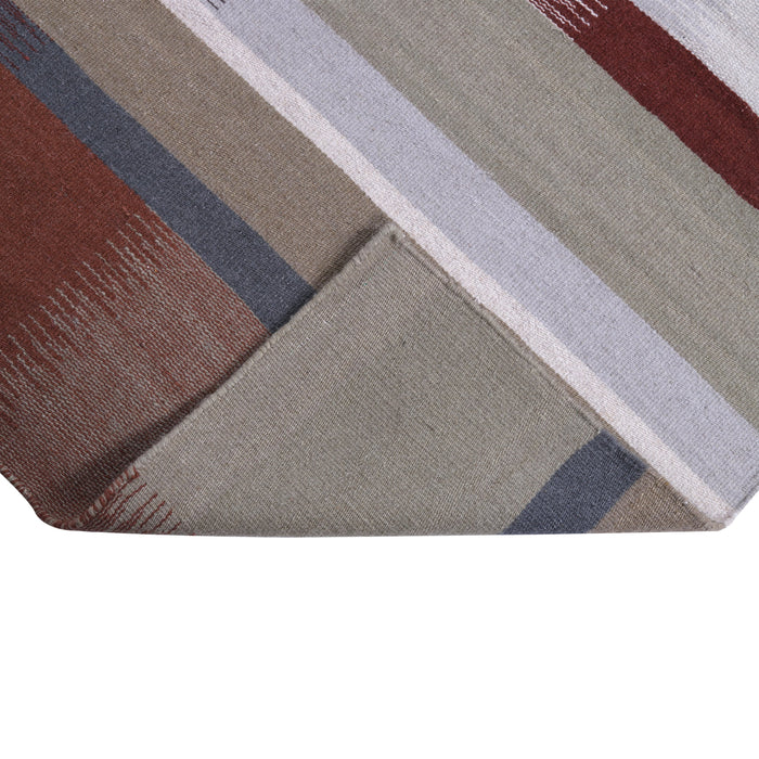 Beige, Grey, and Red, Flat, Wool PEQURA Rug