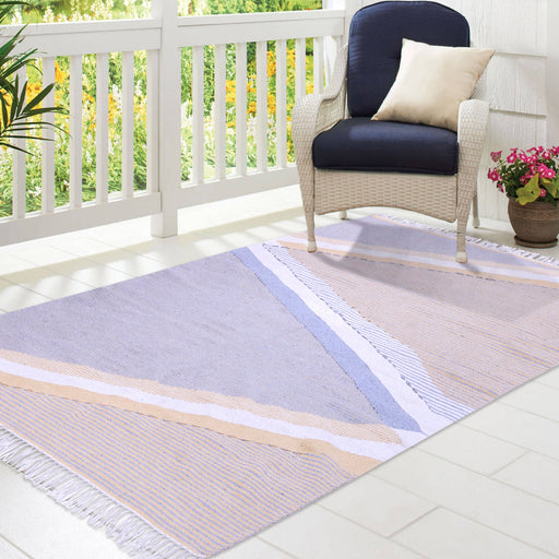 Grey and Yellow, Stripe Pattern, Cotton PEQURA Rug