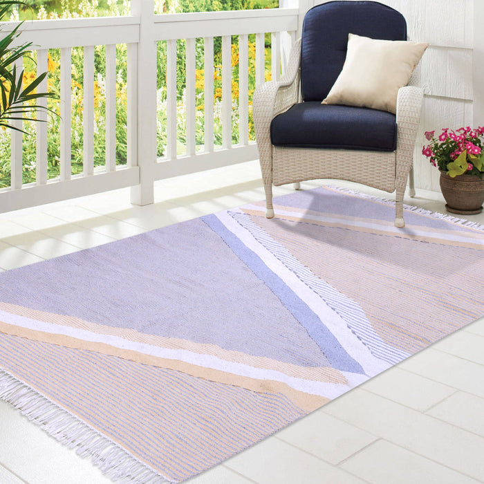 Grey and Yellow, Stripe Pattern, Cotton PEQURA Rug