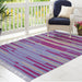 Grey, Pink, and Yellow, Stripe Pattern, Cotton PEQURA Rug