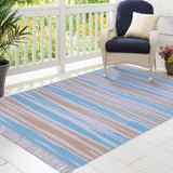 Sky Blue, White, and Yellow, Cotton PEQURA Rug
