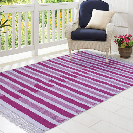 Pink and White, Stripe Pattern PEQURA Rug