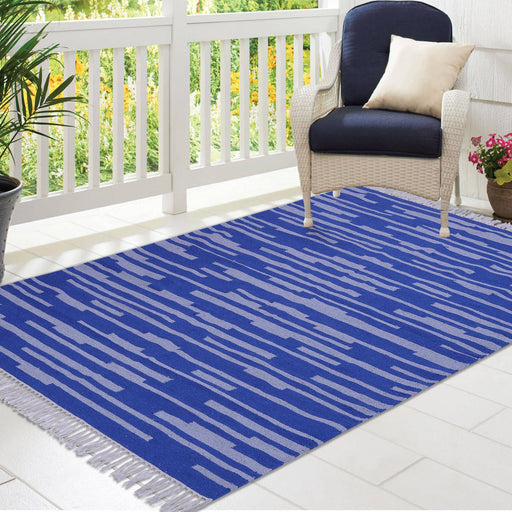 Blue and Grey, Cotton, Stripe Pattern, PEQURA Rug
