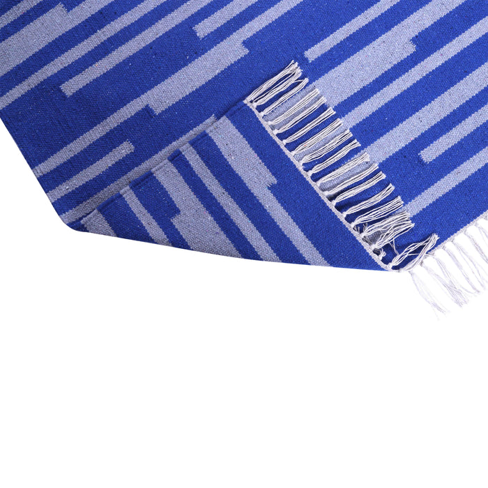 Blue and Grey, Cotton, Stripe Pattern, PEQURA Rug