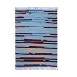 Blue, Turquoise and Yellow, Stripe Pattern PEQURA Rug