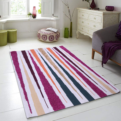 Brown, Green, Maroon, Orange and Pink, Cotton PEQURA Rug