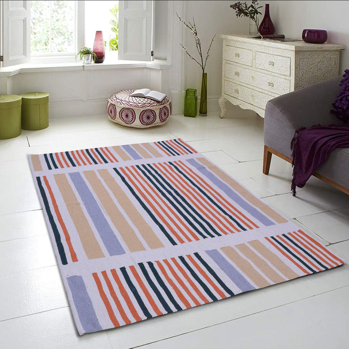 Multi-colour, Cotton, Stripe Pattern, Flat PEQURA Rug