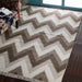 Brown and Beige, Stripe Geometric Pattern, PEQURA Rug