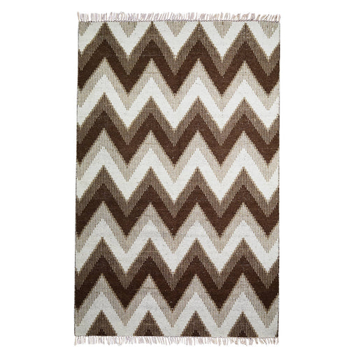 Brown and Beige, Stripe Geometric Pattern, PEQURA Rug