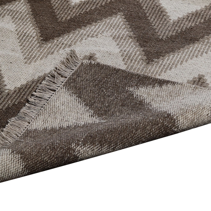 Brown and Beige, Stripe Geometric Pattern, PEQURA Rug