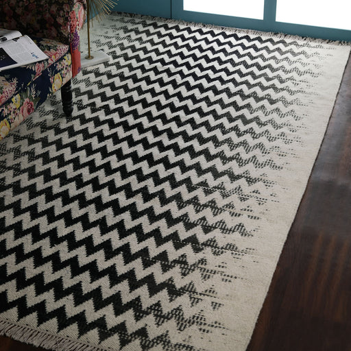 Dark Grey and Off-White, Stripe PEQURA Rug