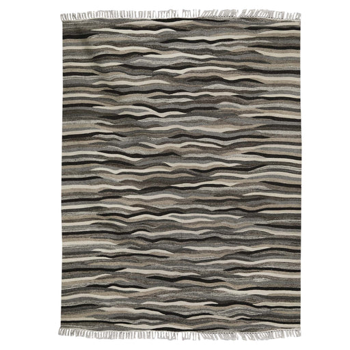 Beige and Brown, Modern Stripe, Hand-woven PEQURA Rug