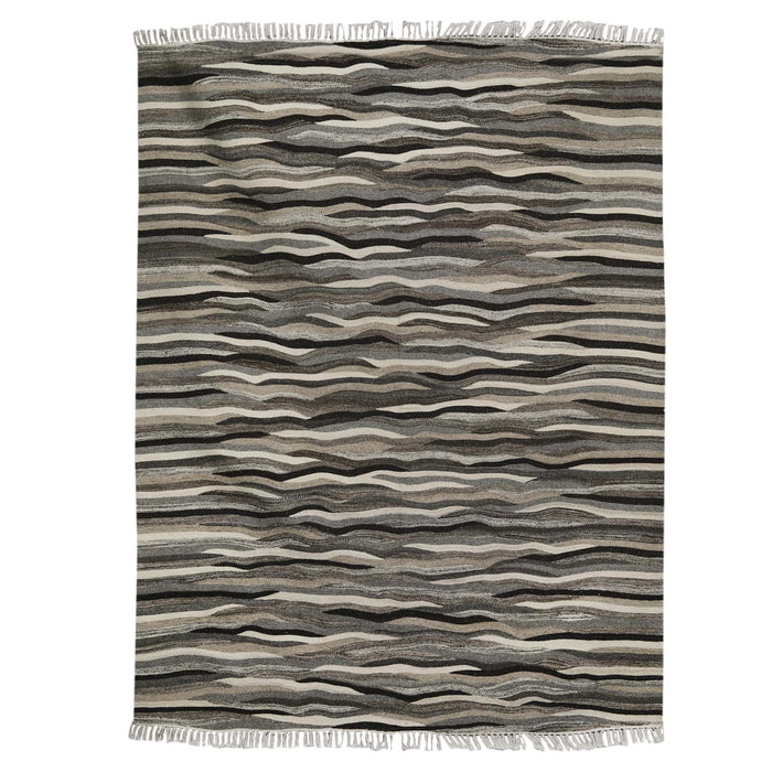 Beige and Brown, Modern Stripe, Hand-woven PEQURA Rug