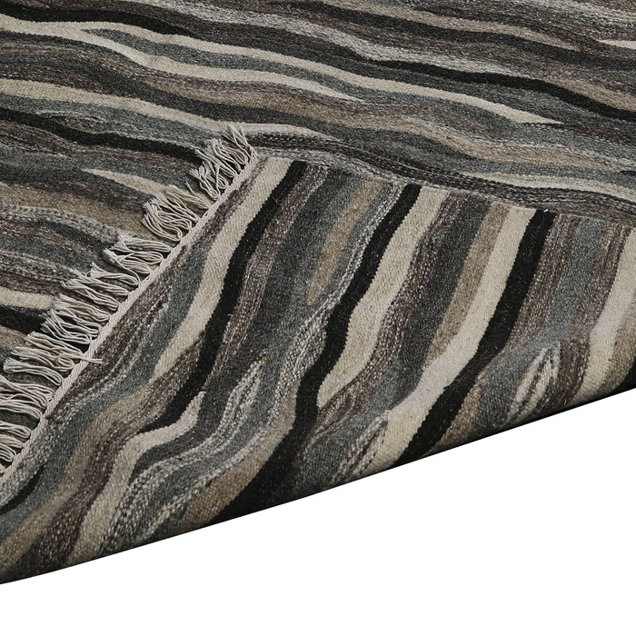 Beige and Brown, Modern Stripe, Hand-woven PEQURA Rug