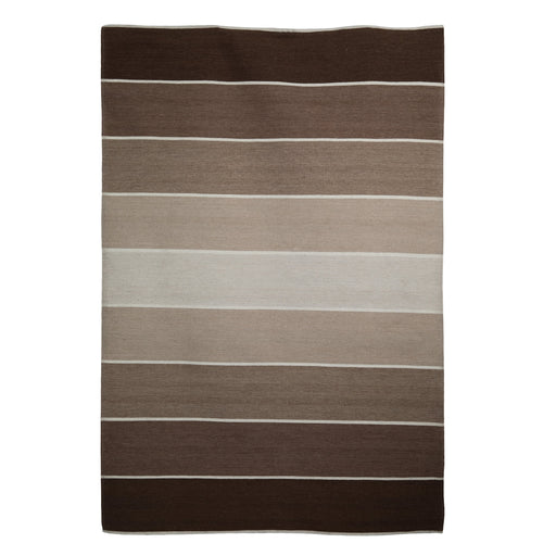 Brown Gridded Stripes Wool PEQURA Rug